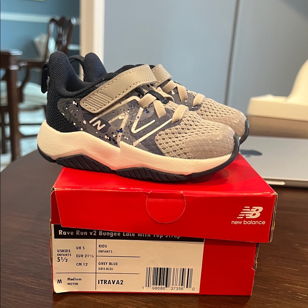 New Balance Kids/Infant' Grey and Navy Sneakers - first walker shoes